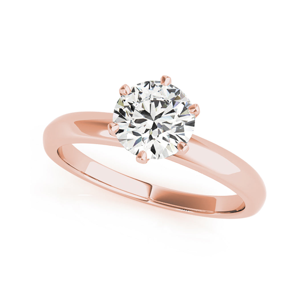 Six Prong Solitaire Round Brilliant Cut Diamond Engagement Ring( 0.5 CTW)