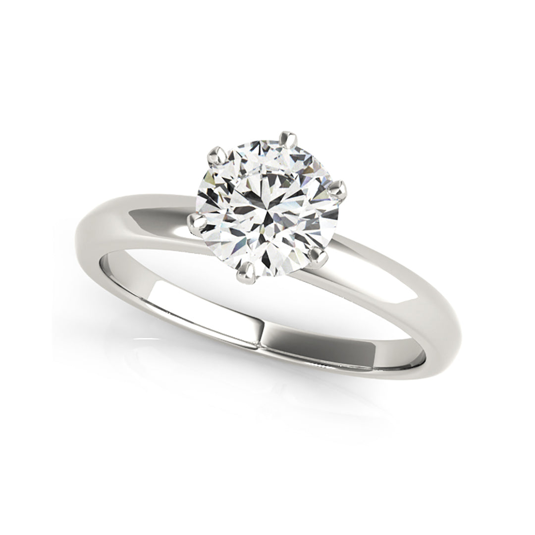 Six Prong Solitaire Round Brilliant Cut Diamond Engagement Ring( 0.5 CTW)