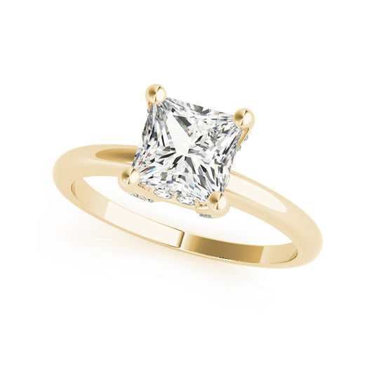 Princess Cut Solitaire Diamond Crown Engagement Ring( 0.62 CTW)