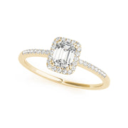 Emerald Halo Side-Diamond Engagement Ring(  0.68 CTW)