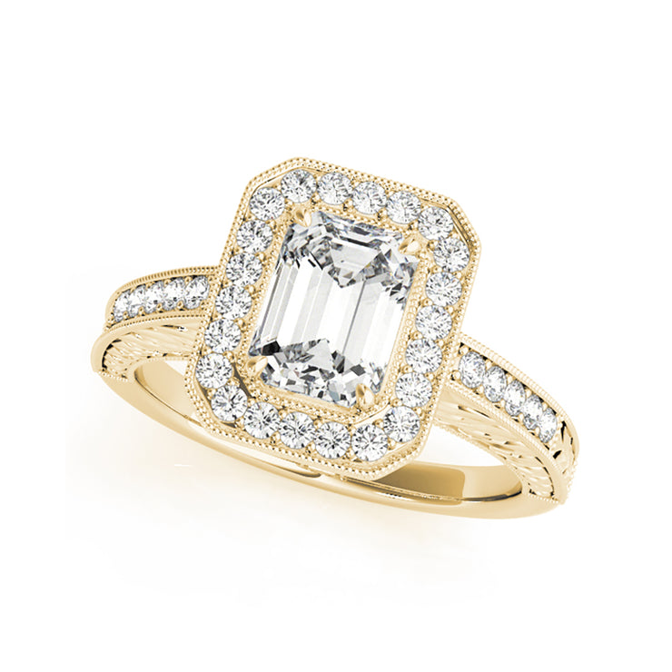 Modern Vintage Emerald Diamond Engagement Ring(  0.82 CTW)