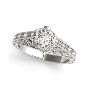 Classic Round Diamond Solitaire With Carved Engagement Ring(  0.6 CTW)