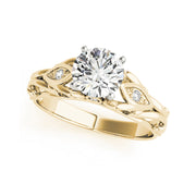 Round Solitaire Vintage Design Side-Diamond Engagement Ring(  0.54 CTW)