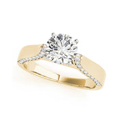 High Profile Round Solitaire With Inlay Diamond Engagement Ring(  0.75 CTW)