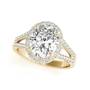 Oval Shape Halo Diamond Engagement Ring(  0.86 CTW)