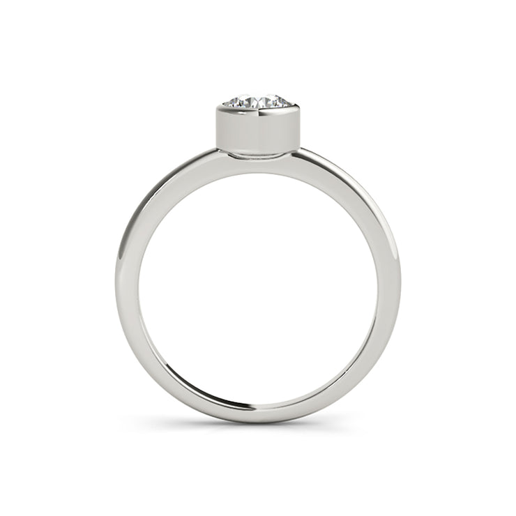 Straight Band Solitaire Round Brillaint Cut Bezel Set Diamond Engagement Ring(  0.5 CTW)