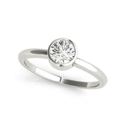 Straight Band Solitaire Round Brillaint Cut Bezel Set Diamond Engagement Ring(  0.5 CTW)