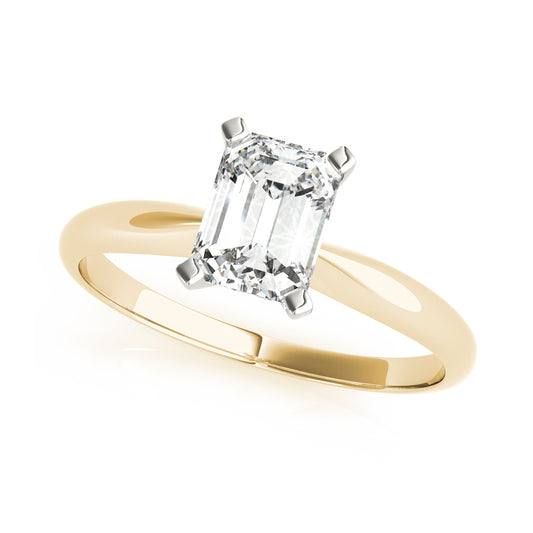 Tappered Shank Solitaire Emerald Cut Diamond Engagement Ring( 0.5 CTW)