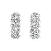 14k White Gold Diamond Opulence Cluster Hoop Earrings