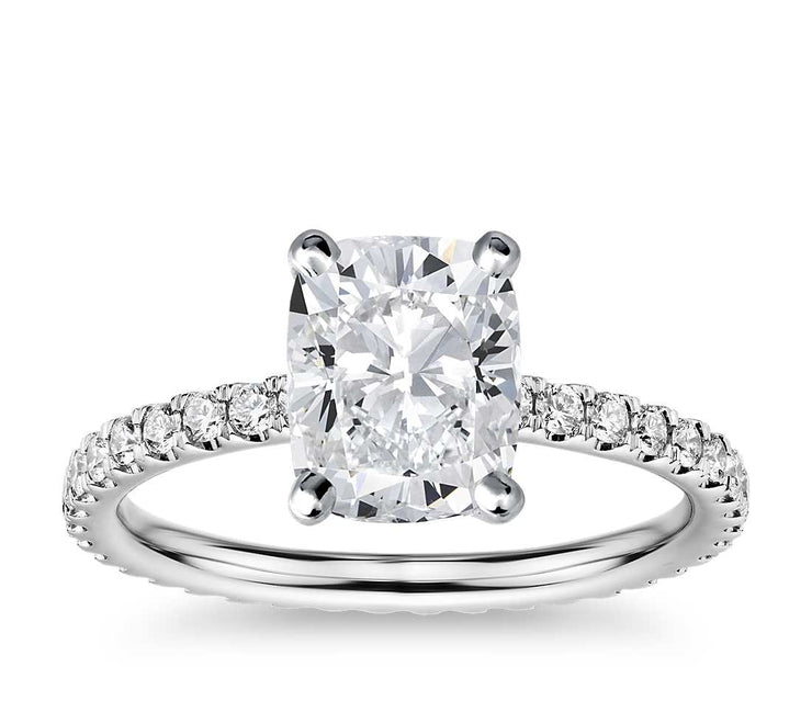 1.00ctw 4-Prong Solitaire Side-Diamond Engagement Ring In Most Popular Diamond Cuts