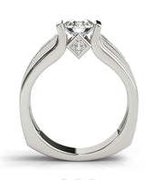 Round Tension-Set Solitaire With Wide Diamond Shank Engagement Ring(  0.87 CTW)