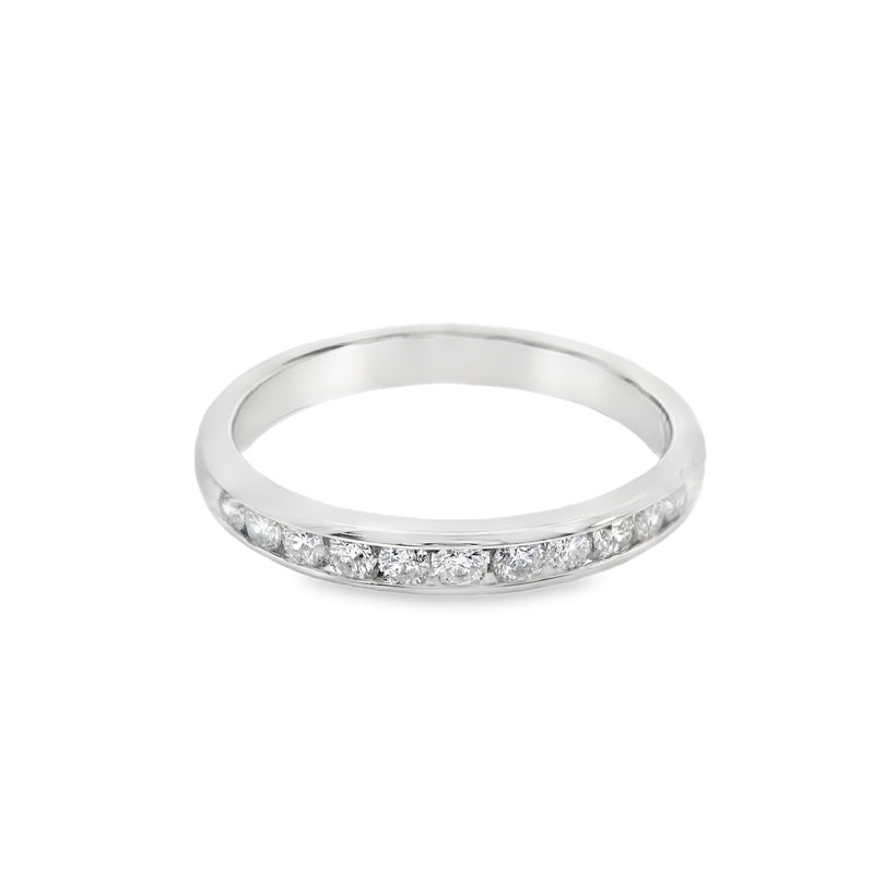 14k White Gold Channel Set Round Brilliant Diamond Woman's Wedding Band ...