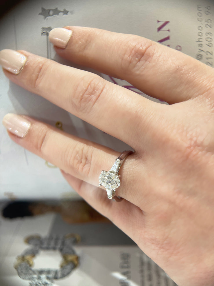 2.1ct Oval Lab-Grown Diamond 14K White Gold Three-stone engagement ring