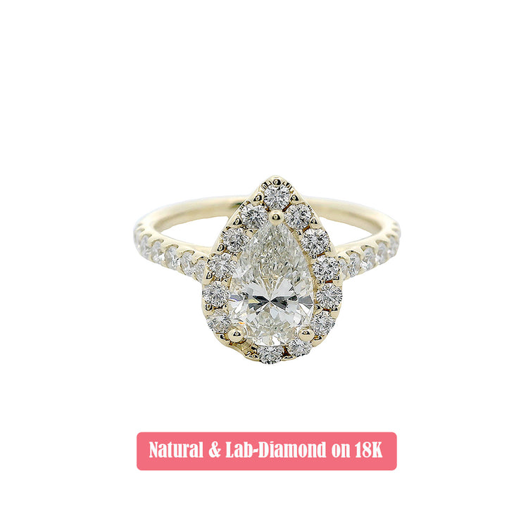 1ct Pear Cut Lab-Grown Diamond Modern Halo Engagement Ring