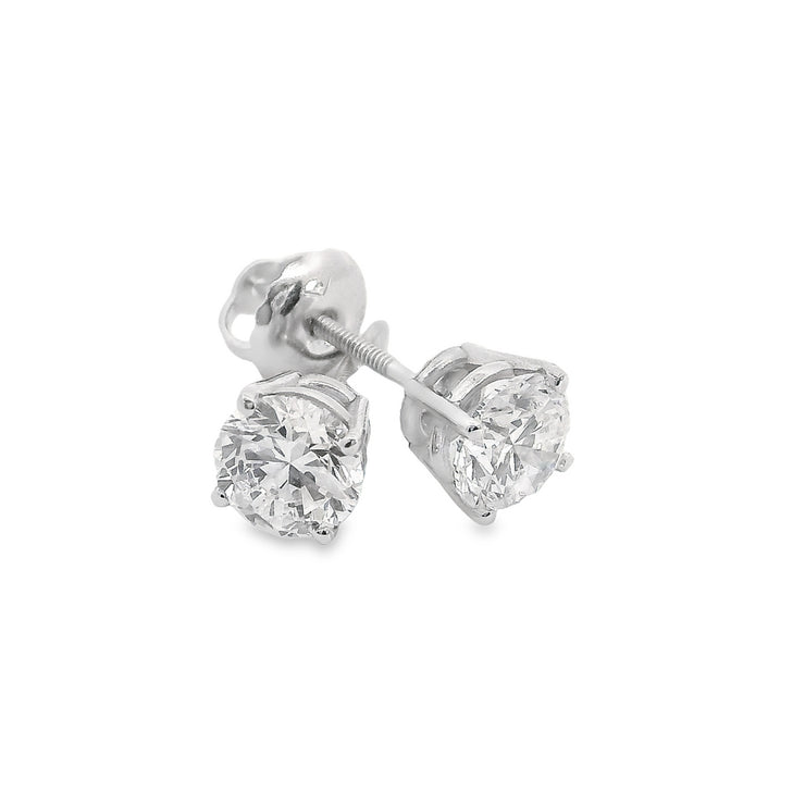 1 ctw Screw-Back Round Brilliant Cut Lab Diamond Stud Earrings