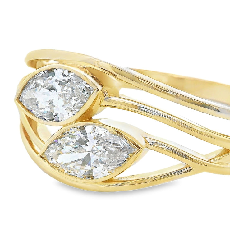 11ctw Luxury Nature inspired labgrown marquise diamond bangle 14K