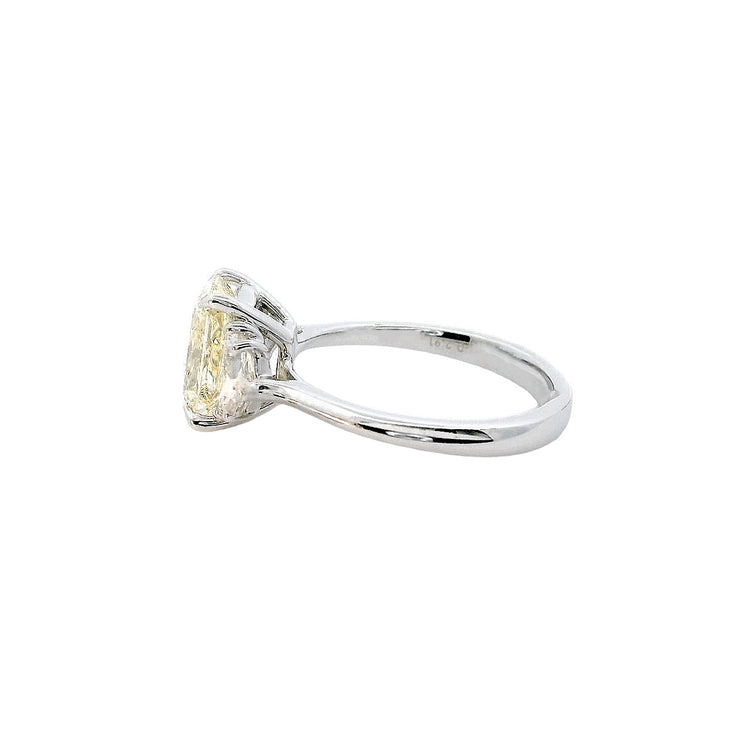 2.25ct Radiant Cut Fancy Yellow Lab-Diamond 14k Gold Three-stone Engagement Ring