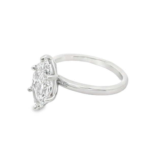 1.50ct 14K white gold Marquise Labgrown diamond engagement ring - angle view