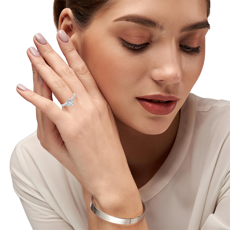 1 ct Round Lab-Grown Diamond Solitaire 18K Gold Channel Set Accent Diamond Engagement Ring