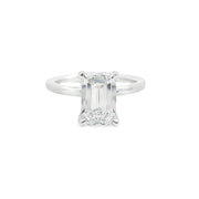 1ct Artisan emerald cut hidden halo 18k White Gold diamond engagement ring
