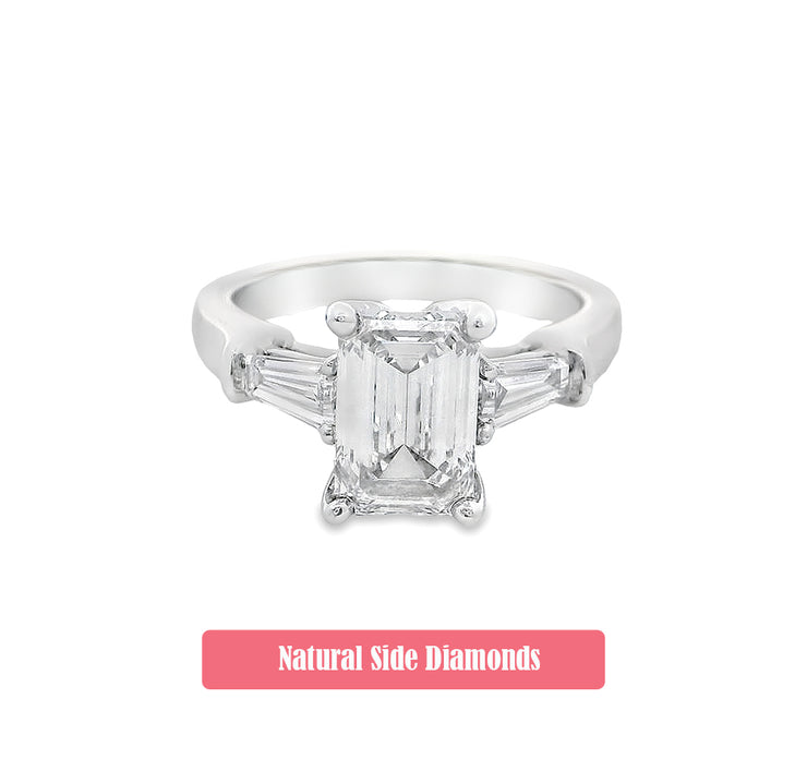 2.2-ct-emerald-cut-lab-diamond-three-stone-tapered-bagutte-engagement-ring-Fame-Diamonds