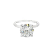 1 ct Modern Round Hidden Halo 18k Gold Plain Band Lab-Created Diamond Engagement Ring