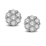 14k diamond flower stud earrings with secure screw back