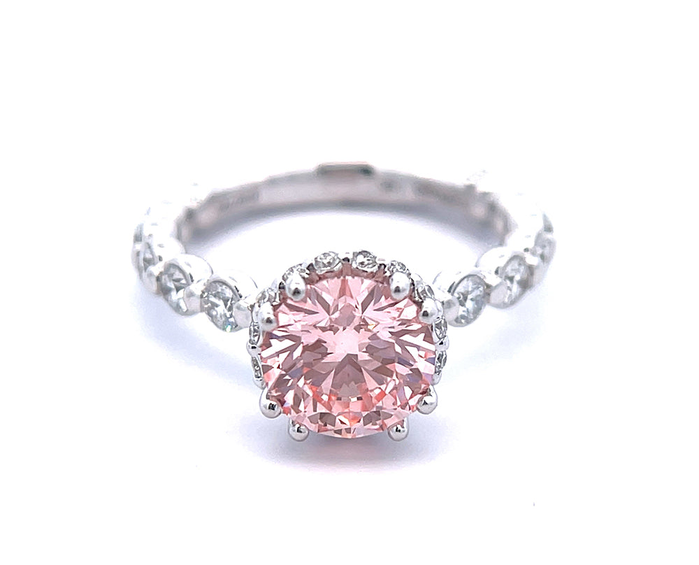 ct Intense Pink Lab Diamond on a Dazzling Verragio Diamond