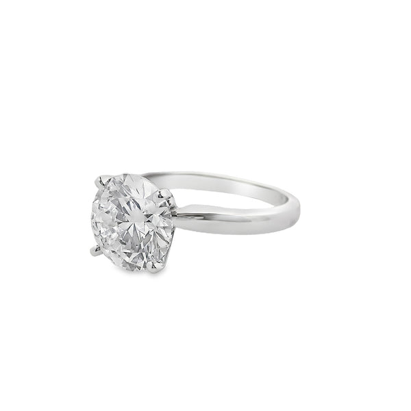 3ct Classic Elegant Round Lab-Grown Diamond 18k Gold Solitaire Engagement Ring - angle view