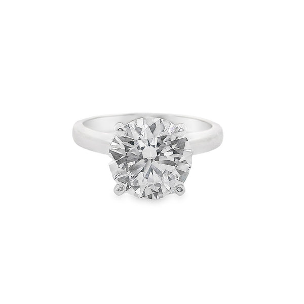 3ct Classic Elegant Round Lab-Grown Diamond 18k Gold Solitaire Engagement Ring