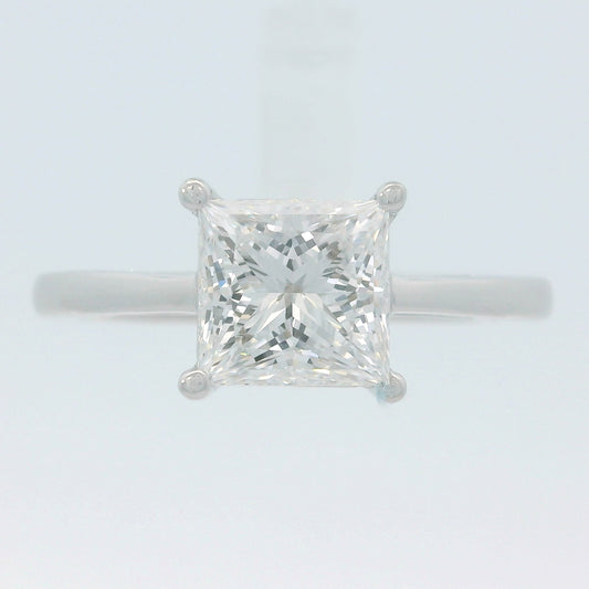 1.50ct Lab-Grown Princess Diamond Solitaire Ring, 14K White Gold