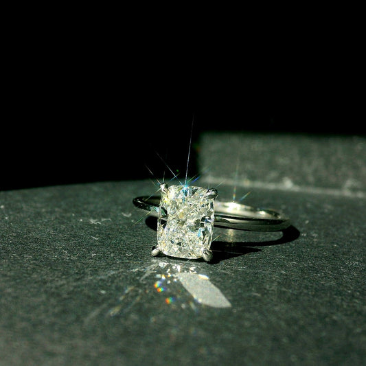 1.50ct Cushion Brilliant Lab Grown Diamond Ring, 14K White Gold