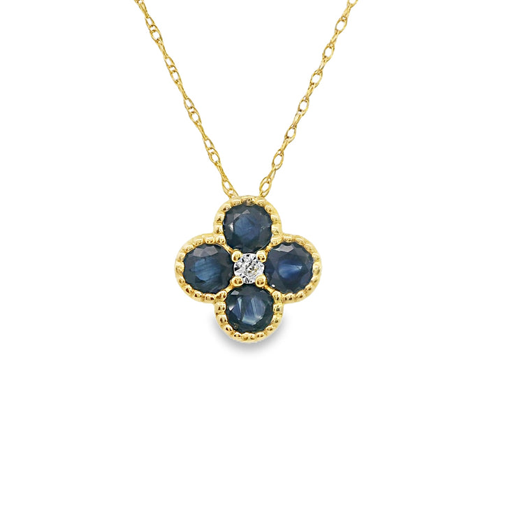 4-leaf-clover-blue-sapphire-and-diamond-pendant-18k-yellow-gold-Fame-Diamonds