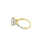 4ct Round lab-diamond engagement ring hidden halo side-diamonds 14k gold
