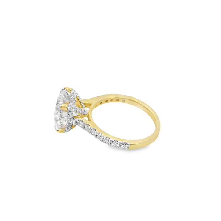 4ct Round lab-diamond engagement ring hidden halo side-diamonds 14k gold
