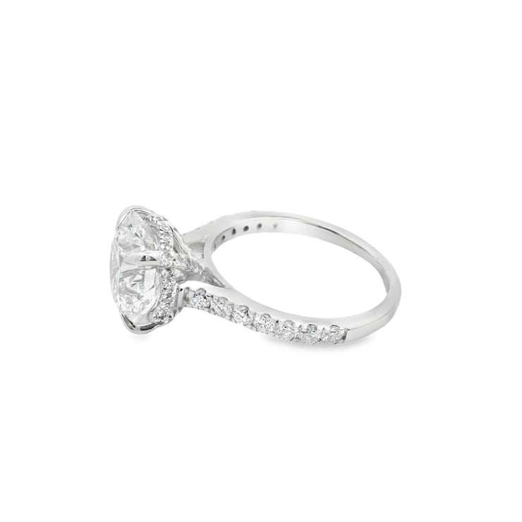 4ct Round lab-diamond engagement ring hidden halo side-diamonds 14k gold