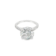 4ct Round lab-diamond engagement ring hidden halo side-diamonds 14k gold