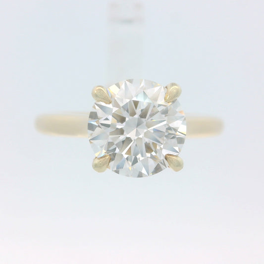 2.00ct Round Brilliant Lab-Grown Diamond & 14-Diamond Bridge Ring, 14K Yellow Gold