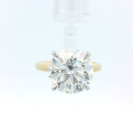 4.95ct Round Brilliant Diamond 4-prong solitaire ring, 18K , two-tone
