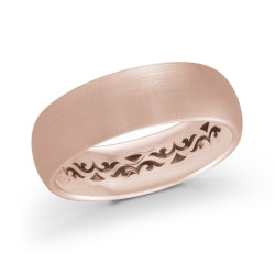 Men's Classic Fit Brushed Finish Carved Inlay Wedding Band 7mm