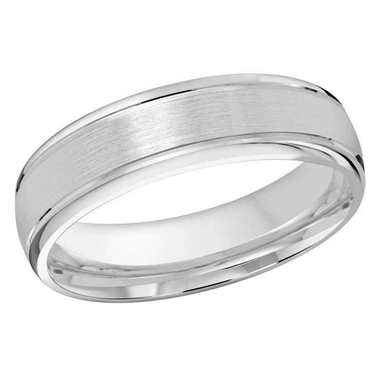 Brushed 6mm white gold wedding ring