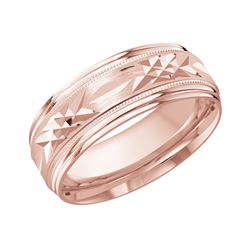 8mm Carved embellished migrain diamond cut wedding band