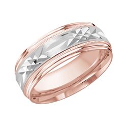 8mm Carved embellished migrain diamond cut wedding band
