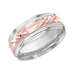 8mm Carved embellished migrain diamond cut wedding band