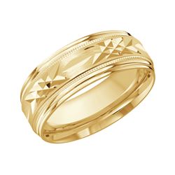 8mm Carved embellished migrain diamond cut wedding band
