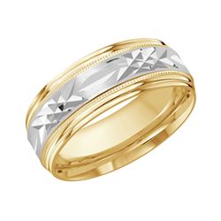 8mm Carved embellished migrain diamond cut wedding band