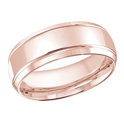 Classic 8mm slanted edges and grooves wedding ring