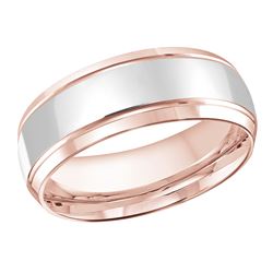 Classic 8mm slanted edges and grooves wedding ring