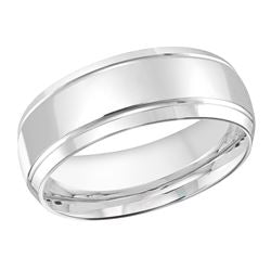 Classic 8mm slanted edges and grooves wedding ring