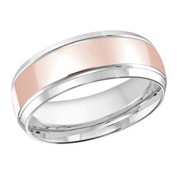 Classic 8mm slanted edges and grooves wedding ring